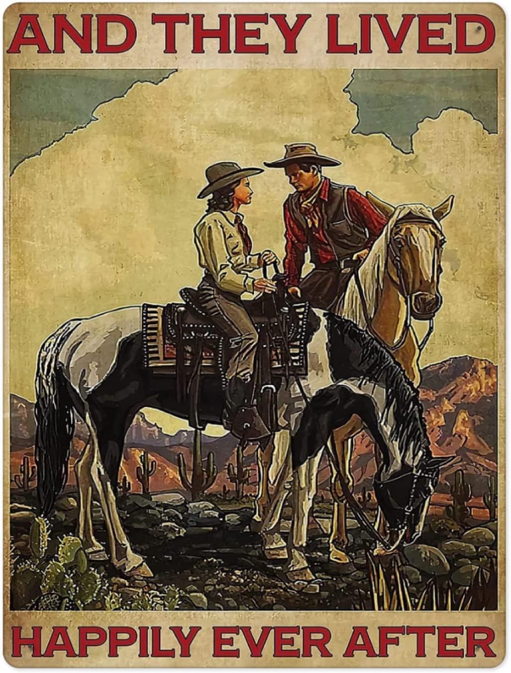 The West Happy Cowboy Couple 500 Piece Wooden Jigsaw Puzzle for Adults - Puzzle for Jigsaw Adults and Kids for Educational Gift Home Decor