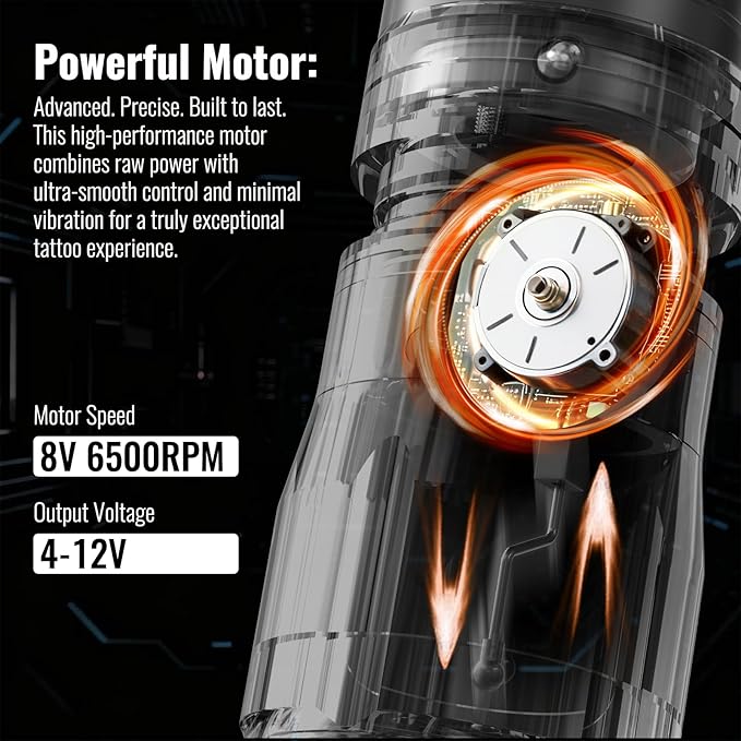 Kit Máquina Tatuar Pen Rotativa Wormhole con Baterías Duales miniatura 9