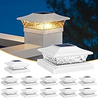 Vista 1 de APONUO Paquete de 12 luces solares para tapa de poste de 4 x 4, 5 x 5, 6 x 6 pulgadas, vallas de madera y vinilo - IP65 impermeable