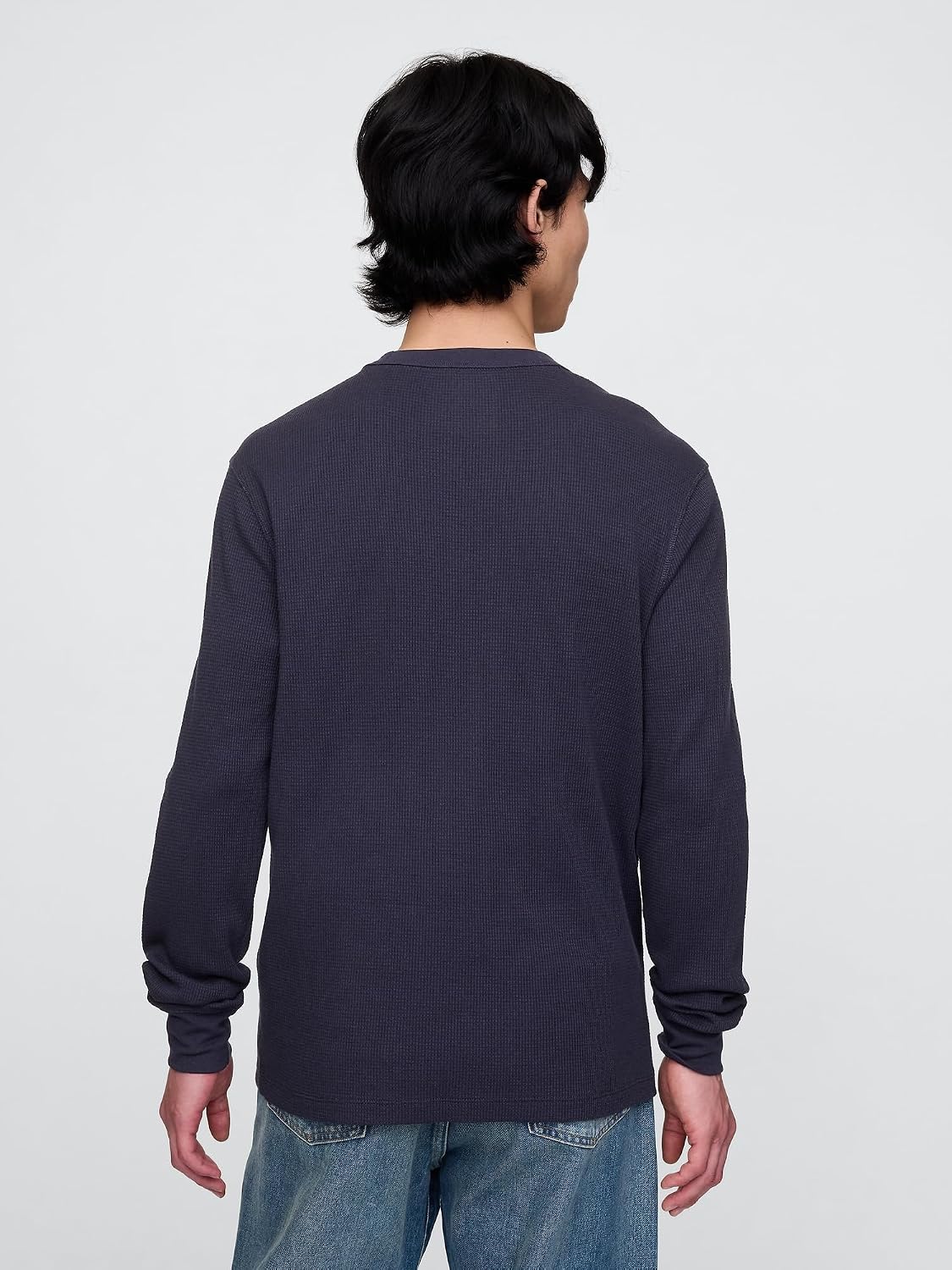 Gap Men's Long Sleeve Logo Waffle Crewneck Tee T-Shirt