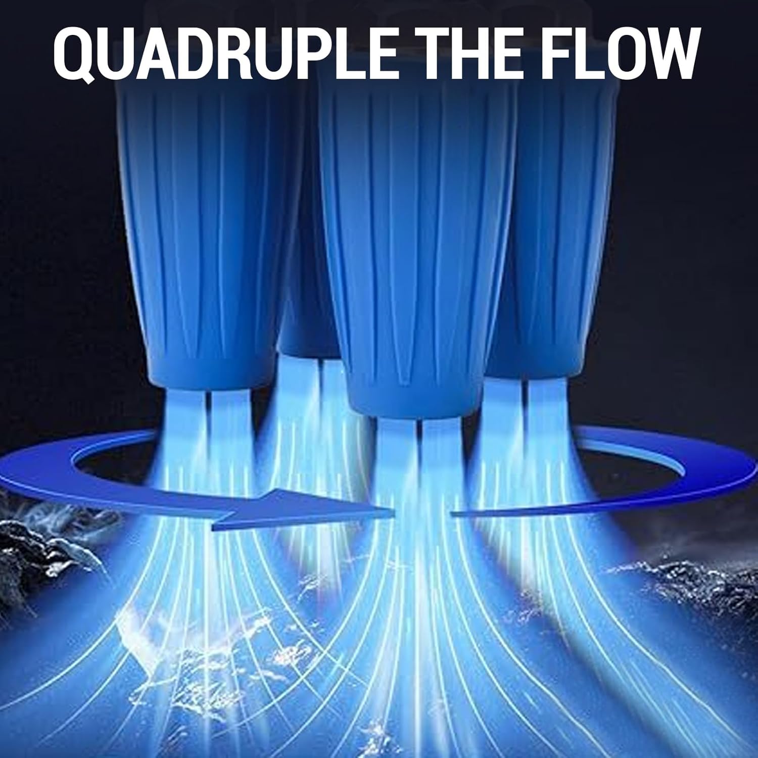 4 in 1 Pressure Washer Nozzle Blue 360° Rotating 4000psi 1/4 Inch Quick Connector Pressure Washer Turbo Nozzle for Vehicle Floor Pressure Washer Parts