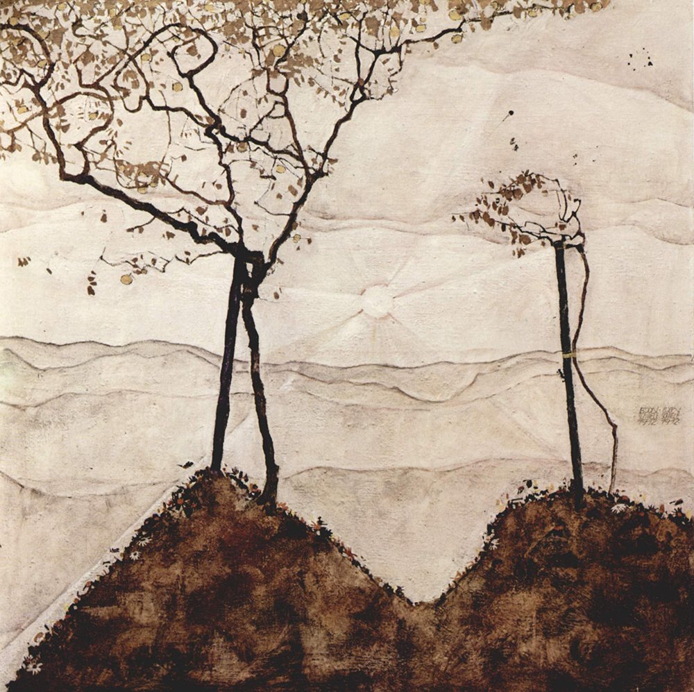 Pintura Egon Schiele Lean Trees cuadro mediano enmarcado para pared