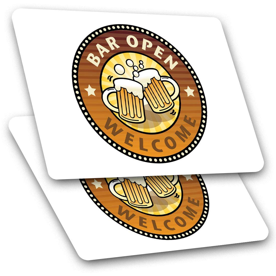 Destination Vinyl Ltd Multicolor Rectangle Stickers (Set Of 2) 10Cm - Welcome Bar Open Drinks Pub Beer Decals For Laptops,Tablets,Luggage,Scrap Booking,Fridges, 7176