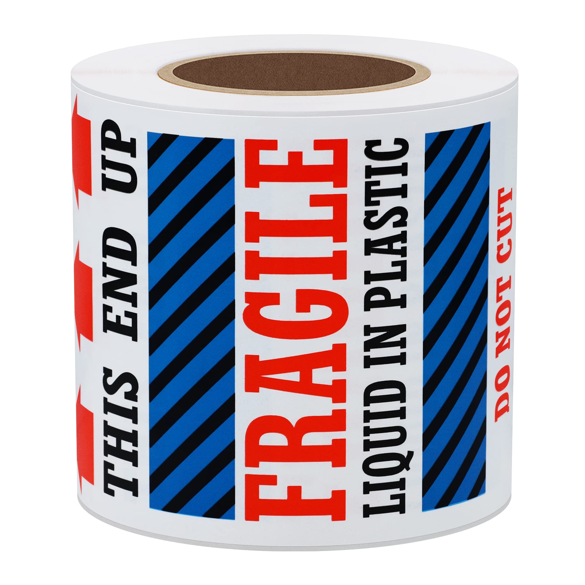 7,6 x 12,7 cm Fragile This End Up Autocollants liquides en plastique Do Not Cut Étiquettes d'expédition – 100 autocollants par rouleau (10 rouleaux)