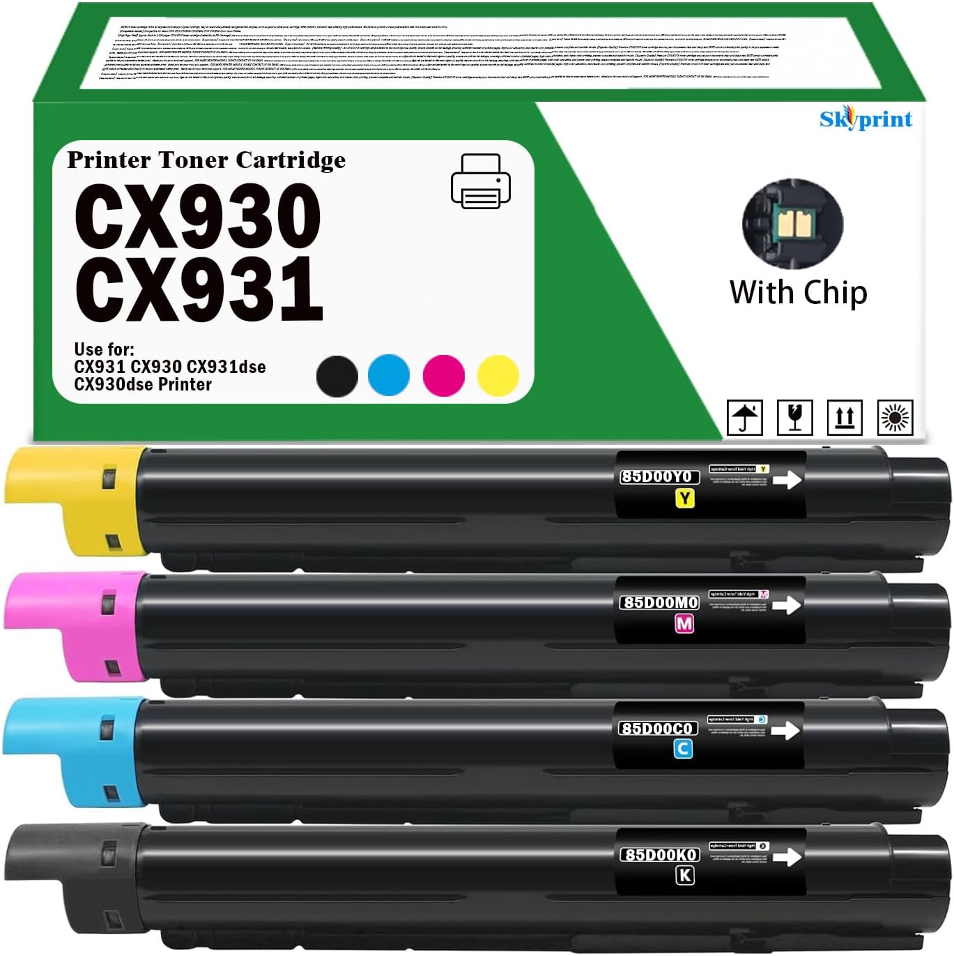 CX931 CX930 High Capacity Toner Cartridge Compatible Lexmark 85D00Y0 85D00K0 85D00C0 85D00M0 Replacement for Lexmark CX931 CX930 CX931dse CX930dse Printer 4-Pack Black Cyan Magenta Yellow