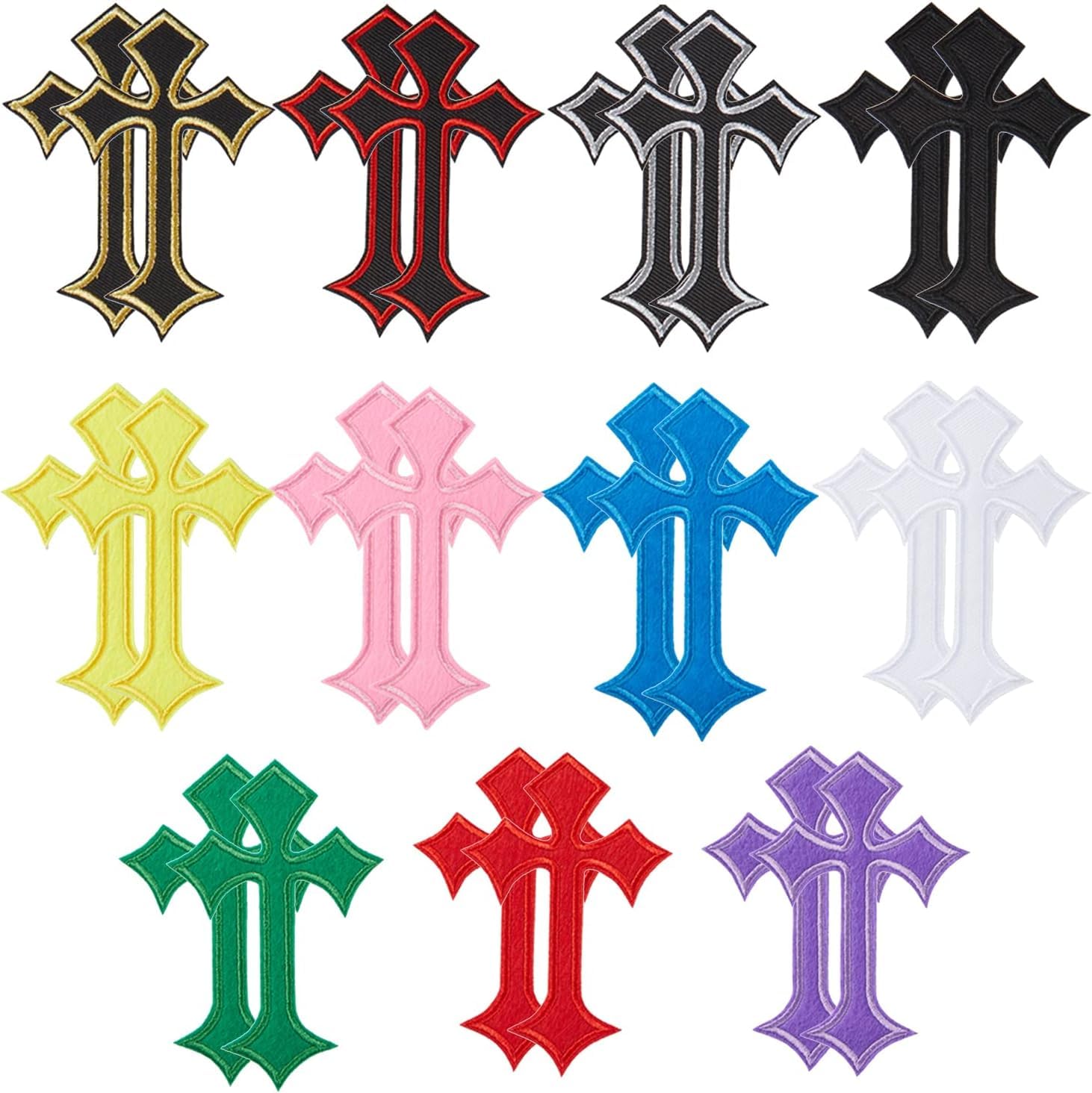 CYWQ 22pcs Cross Iron on Patches Embroidery Applique Patch DIY Decor Patches for Jeans Hats Shirts Jackets Backpacks