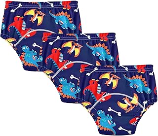 Calzoncillos de entrenamiento para ir al baño para bebés y niños, ropa interior para niños 3T, lindos dinosaurios y huesos, color azul