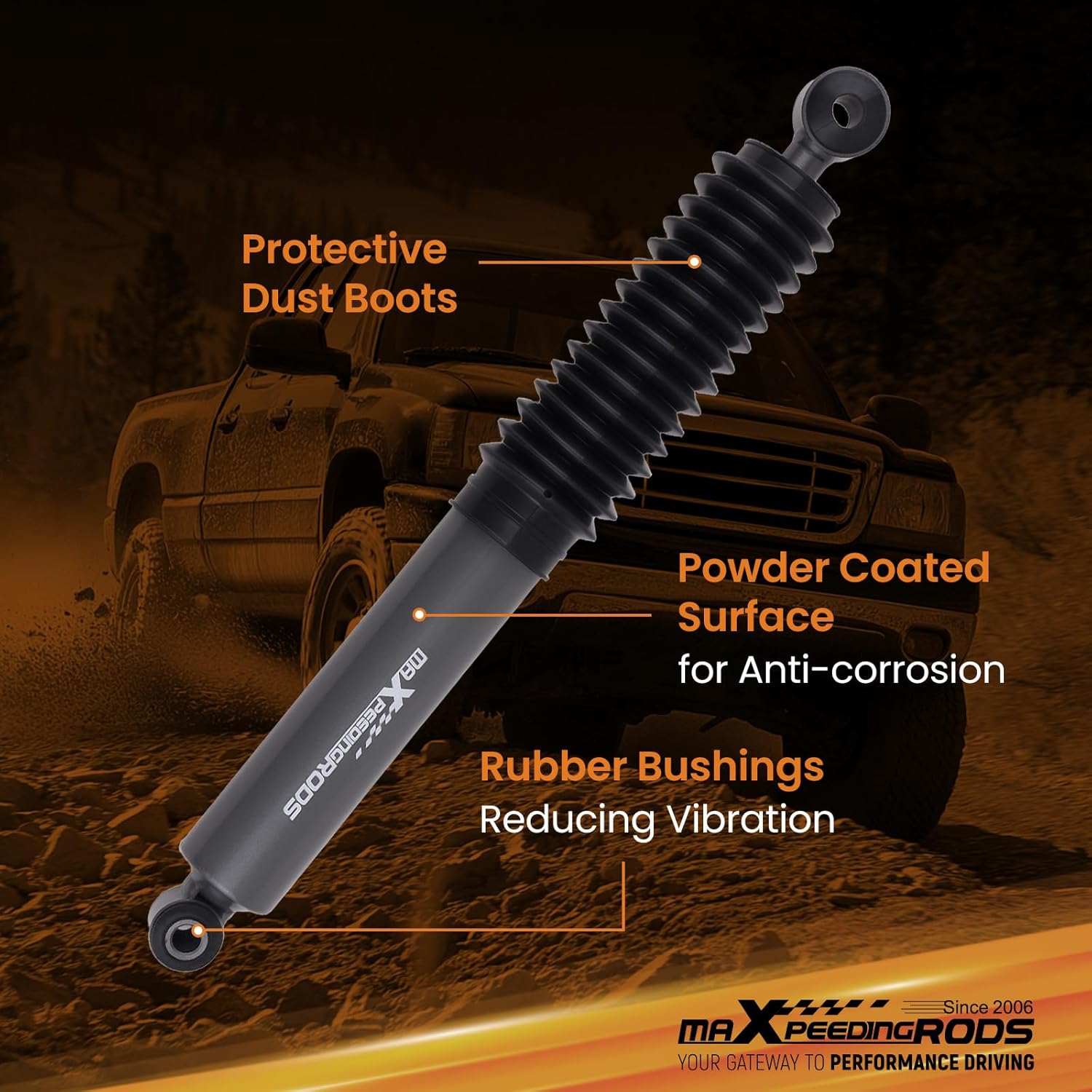 maXpeedingrods Steering Stabilizer for Chevy Silverado/GMC Sierra 1500 1999-2007 w/4-6" Lift, for Tahoe/Suburban/Avalanche/Yukon/Yukon XL 2000-2006, Upgraded G1 Version