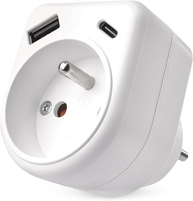 EMOS – Prise Simple avec Port USB-A et USB-C, Max. 3 A/15 W – Adaptateur de Prise pour l’intérieur (IP20) – Blanc – 250V/16 A/3680 W