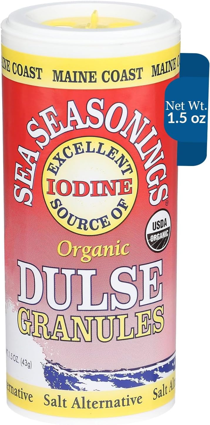 Organic Dulse Granules Shaker | Seaweed Seasoning | Rich in Iodine & Protein | Harvested from North Atlantic | Great for Salads, Soup & Smoothies | 1.5 oz (Pack of 1)