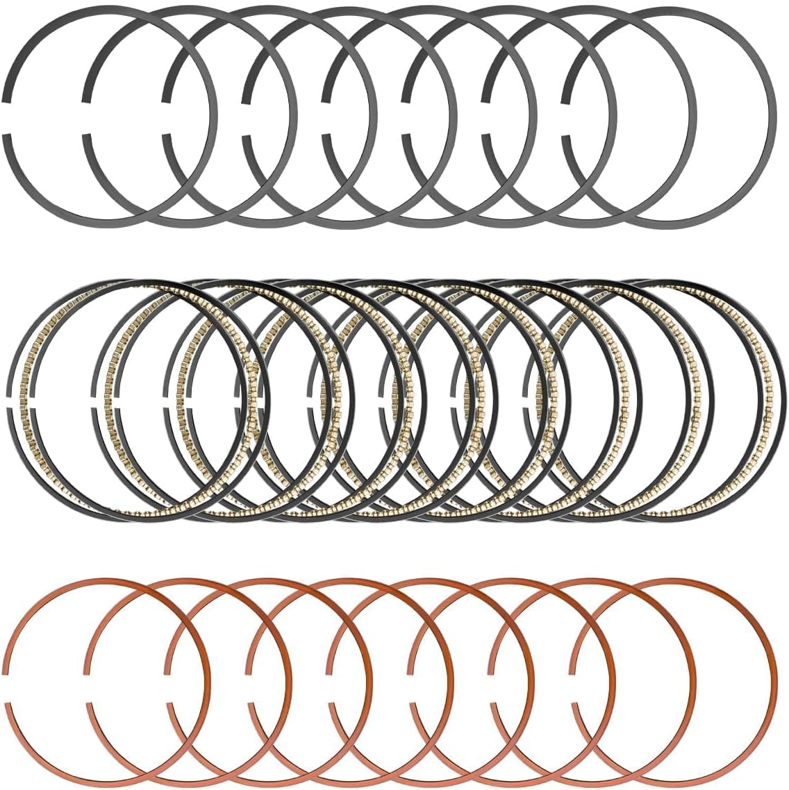 Moly Piston Rings Kit Replace 2M4978 Fit for Chevy GMC LC9 LS4 4.8L 5.3L 1999-2015, 8-Cylinder Piston Ring Set 3.779" 96mm Bore