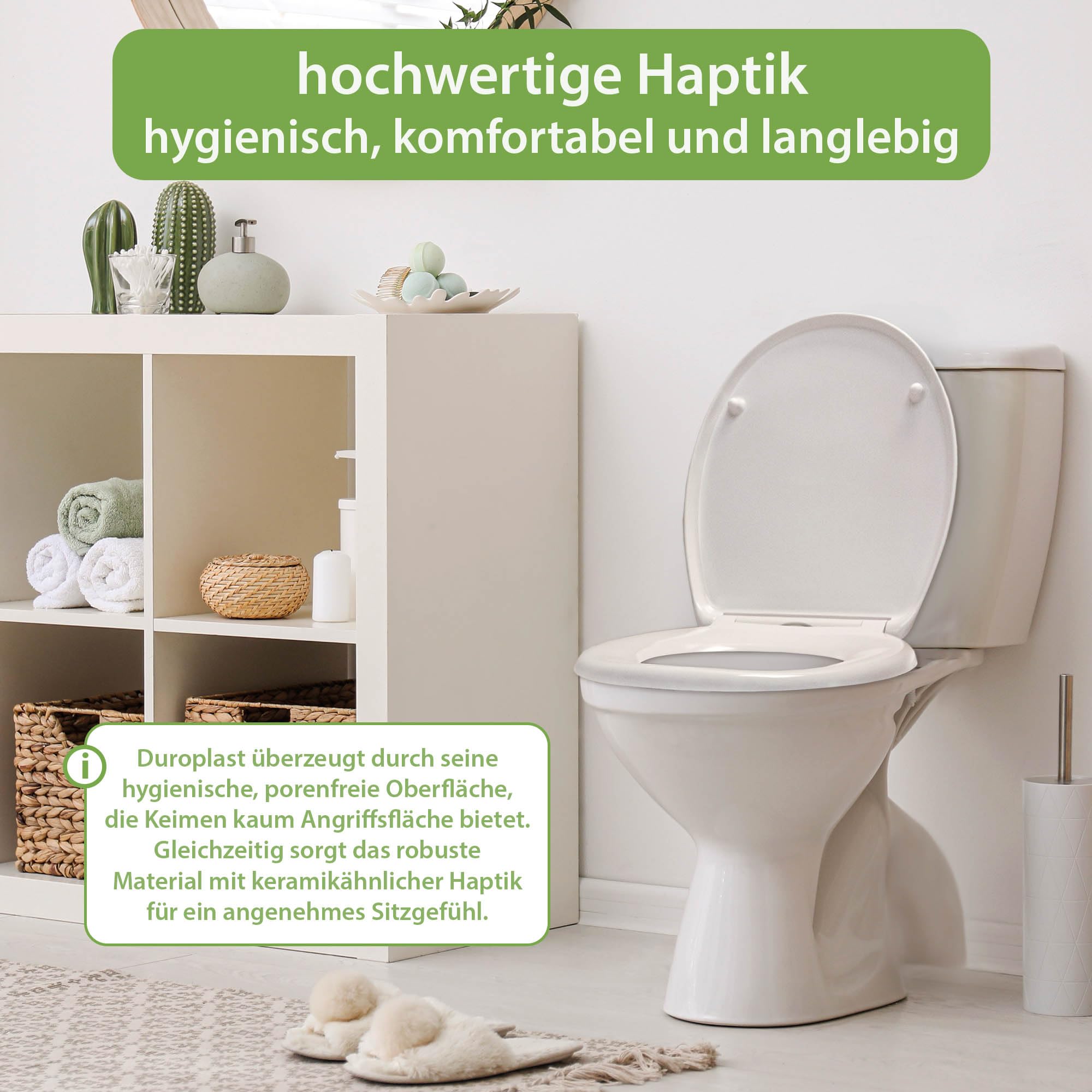 banjado Toilettendeckel mit Absenkautomatik 44,5x37cm - Soft Close Toilettensitz - WC Sitz mit Absenkautomatik - Klodeckel aus Duroplast mit Edelstahl Scharnieren, einfache Montage - Motiv Lavendel 2