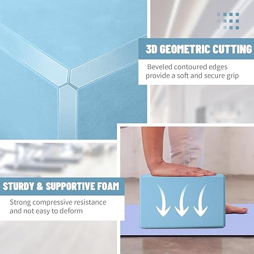 Miniatura 3 de Bloques de yoga 2024, paquete de 2 bloques de yoga de espuma EVA, sin látex, bloques de ejercicio antideslizantes, accesorios de yoga para pilates,