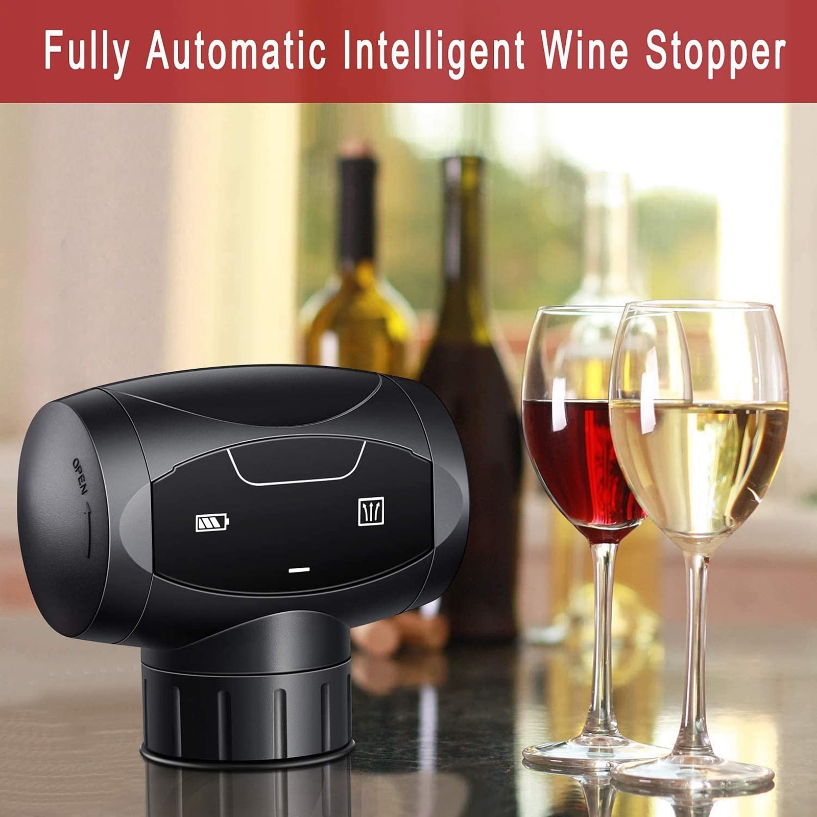 Weinflaschenverschluss Elektrischer vakuum wein kork stopper wiederverwendbarer weiner vakuumpumpe weinstopper hält frische bar tools automatische vakuumweinschoner Flaschenverschluss