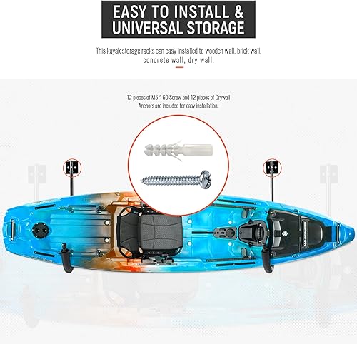 Miniatura 5 de AA Products - Perchero de almacenamiento para kayak, accesorios para kayak, accesorios de montaje en pared, ganchos para colgar en interiores y