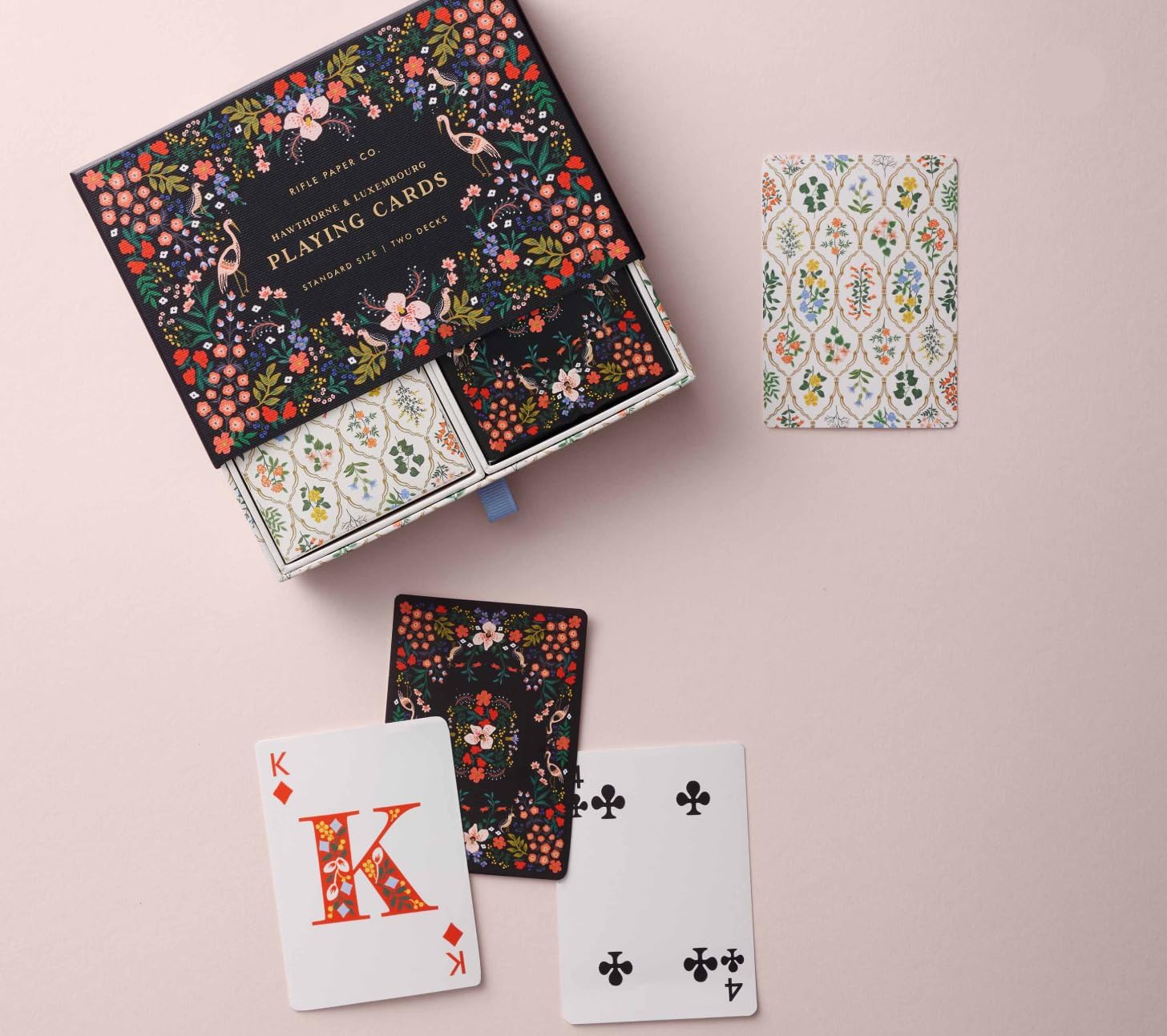 RIFLE PAPER CO. Themed Playing Cards Set of 2 | Standard Deck of Cards for Adults, for Card Games and Poker at Home or Party, Beautiful Printed Floral Design, Luxembourg