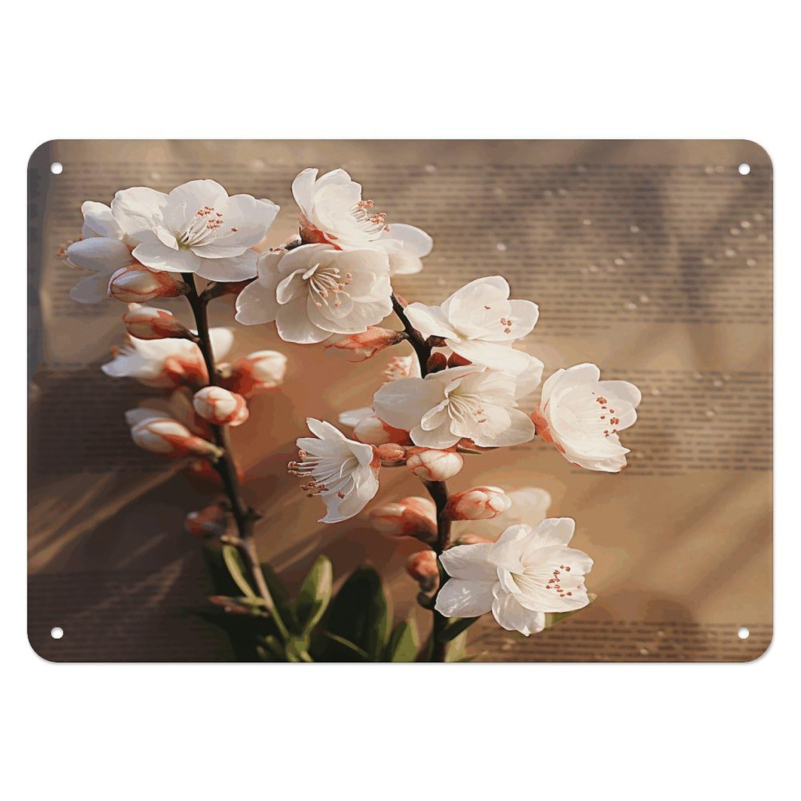 Btcowzrv Style A Peach Blossom Metal Sign, 5.5" X 7.9" Tin Wall Decor, Wall Art Plaques For Home Wedding Decor Room Living Room Decoration
