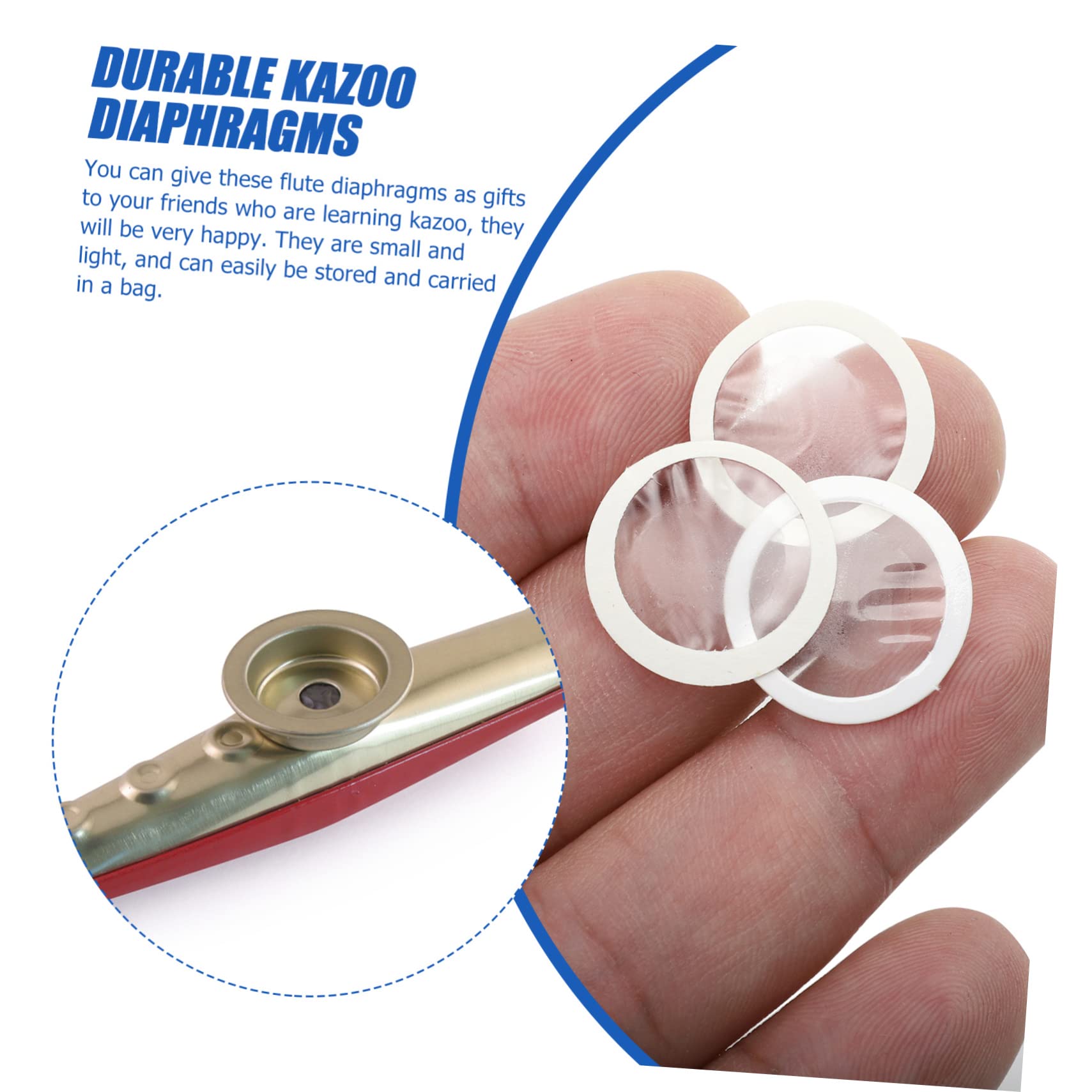 HANABASS 50PCS Transparent Kazoo Diaphragms Kazoo Flute Films for Easy Replacement for Musicians and present Givers