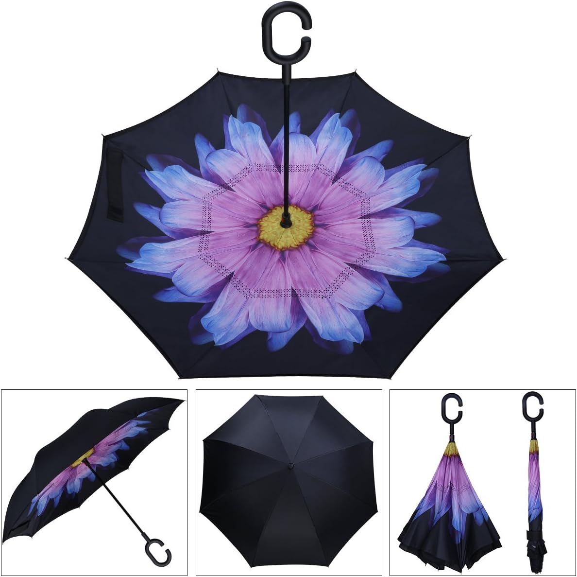 G4Free Windproof Upside Down Double Layer Inverted Reverse Umbrella UV Protection for Women