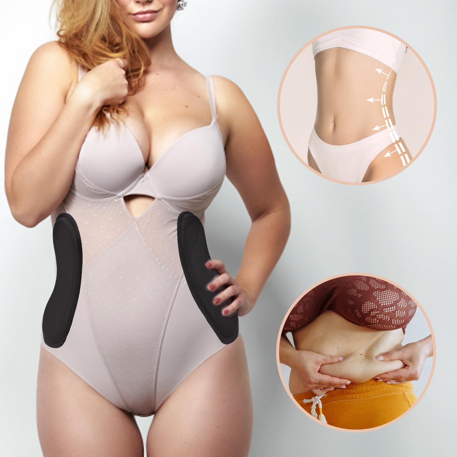 Lyreh Juego de 4 tablas de compresión lateral abdominal, material de esponja, protectores laterales de espuma lipo con tabla de compresión plana abdominal y panel trasero lumbar para recuperación