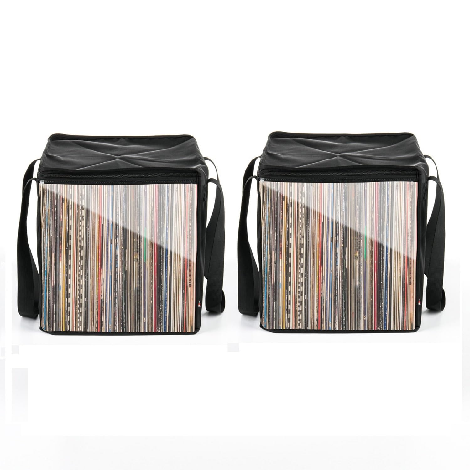 Borsa per Trasporto di Dischi in Vinile, Custodia Portatile per Dischi in Vinile, Organizer per Dischi con Coperchio Scatola Porta Raccolta per Contenere Fino A 50 Dischi LP