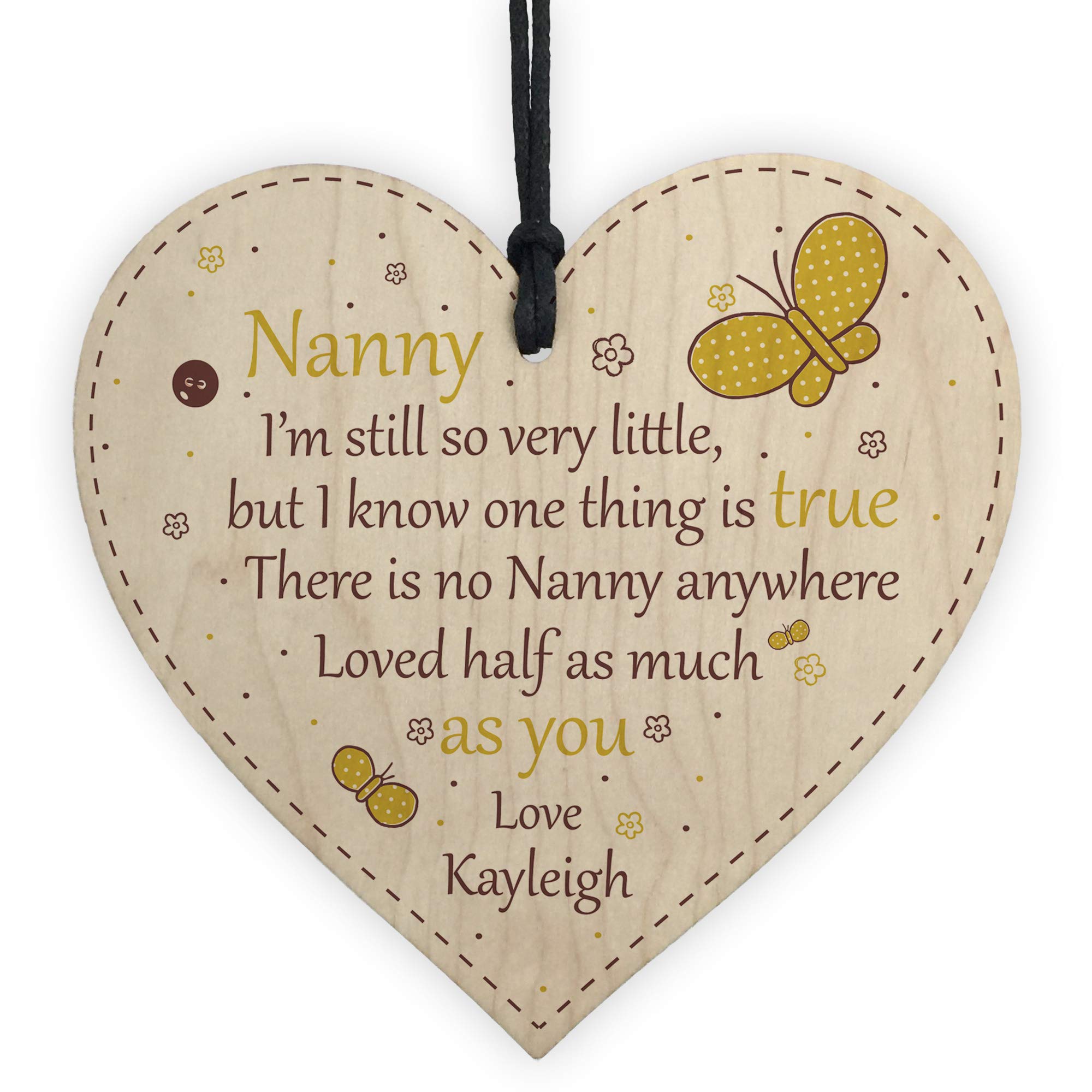 Red Ocean Personalised Nanny Love Birthday Gift Grandmother Mothers Day Sign