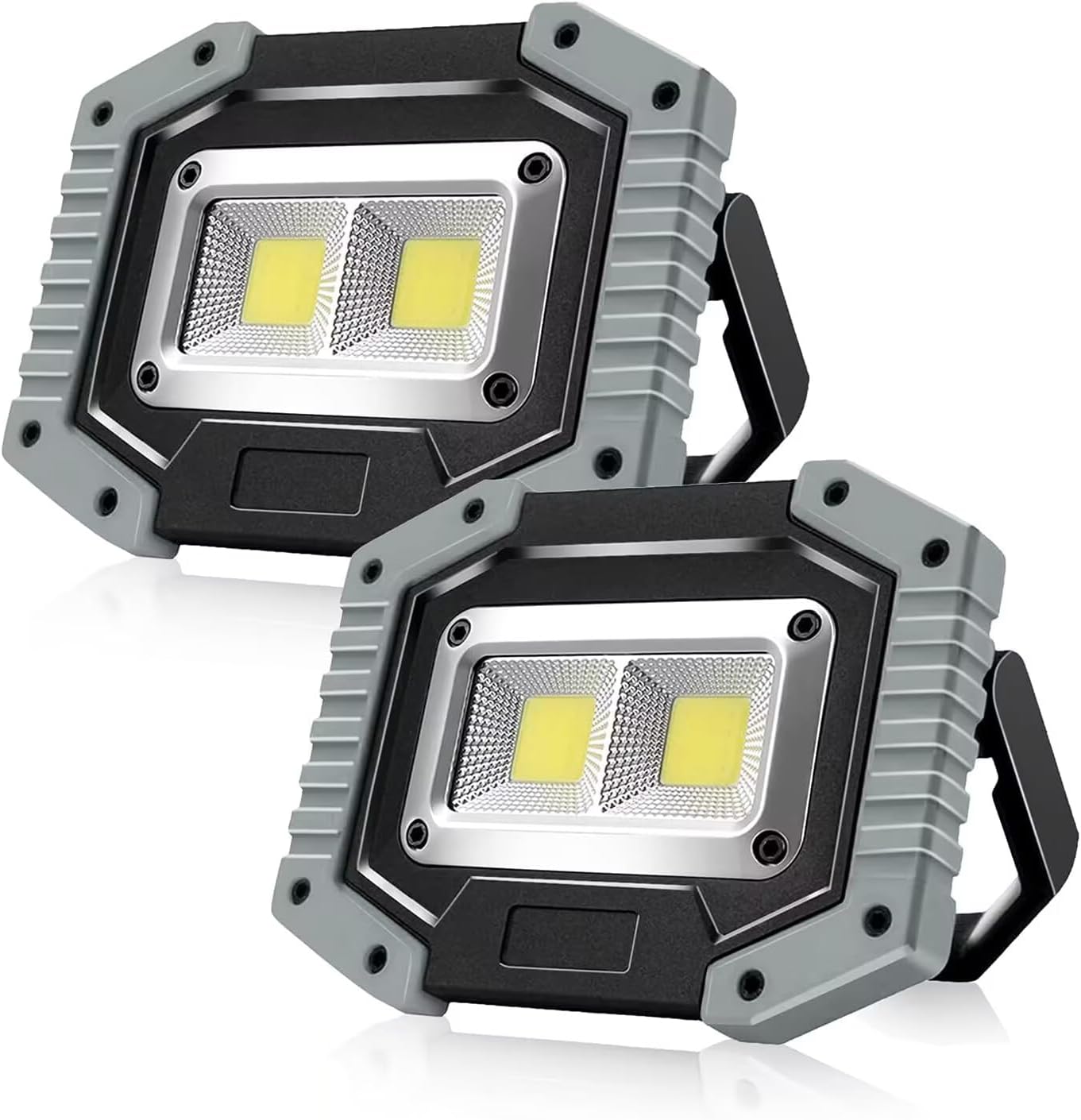 Rechargeable Work Light,FOSFIS 30W 1500 Lumens Ultra Bright Portable LED Work Lights with Stand Battery Powered Flood Light for Garage Outdoor Camping Emergency and Job Site Lighting (GRAY/2PACK)