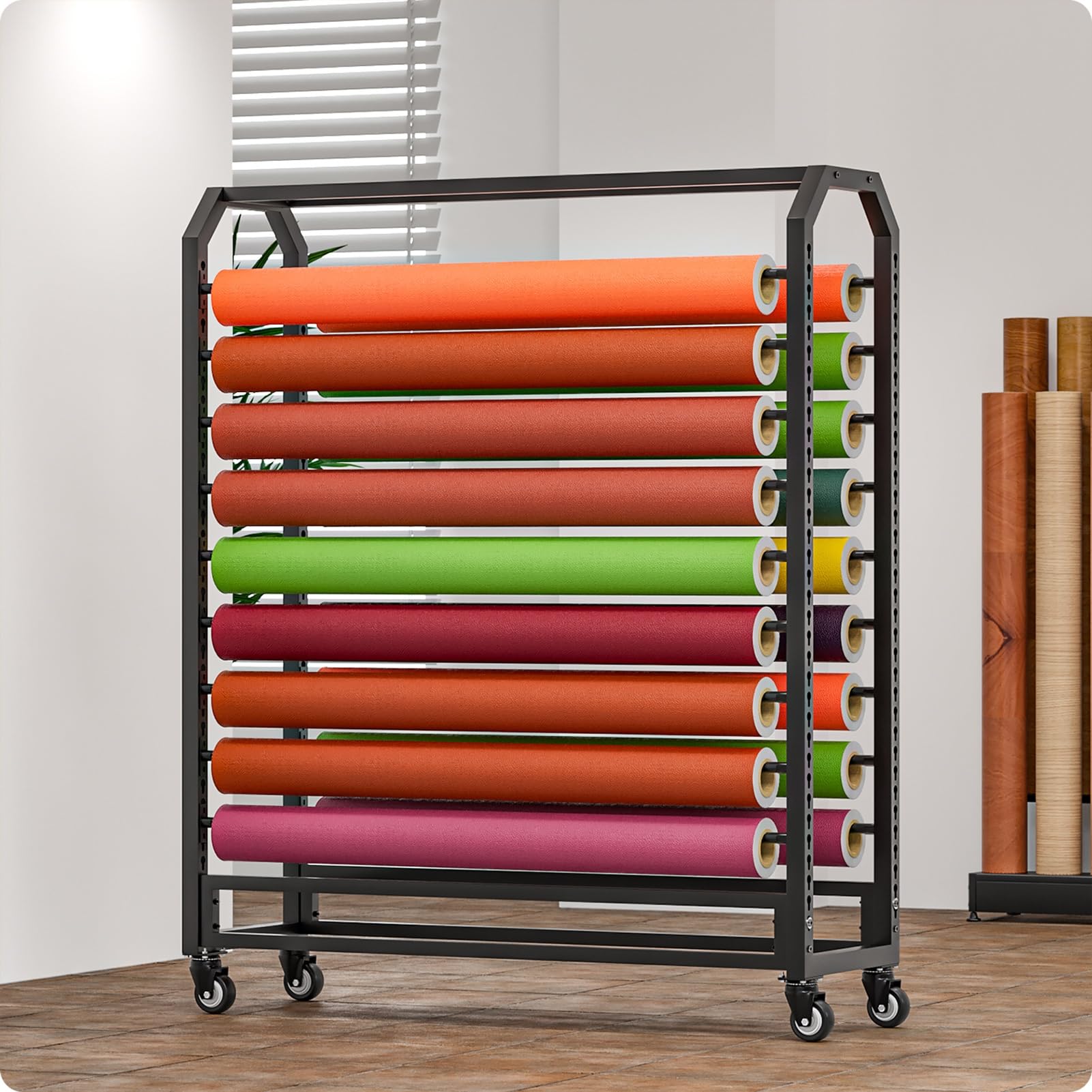 Doppelseitiges Präsentationsregal aus Stoff, 18 Stangen, 145 cm, vielseitig für Vinyl-Polsterung, Fensterstoffe, Tischdecken und Tapetenlösungen, perfekt für Zuhause und Auto