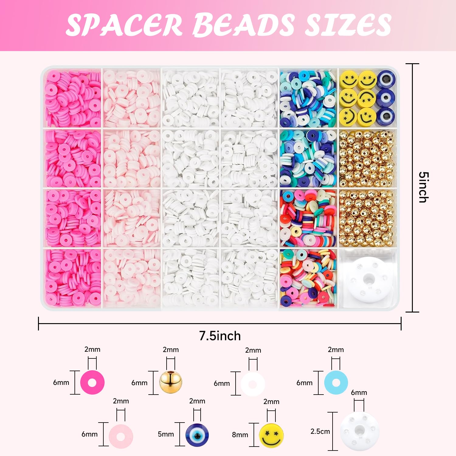 Kit 3000 Perles Plates En Argile Polymère - DIY Bijoux Bracelets Et Colliers
