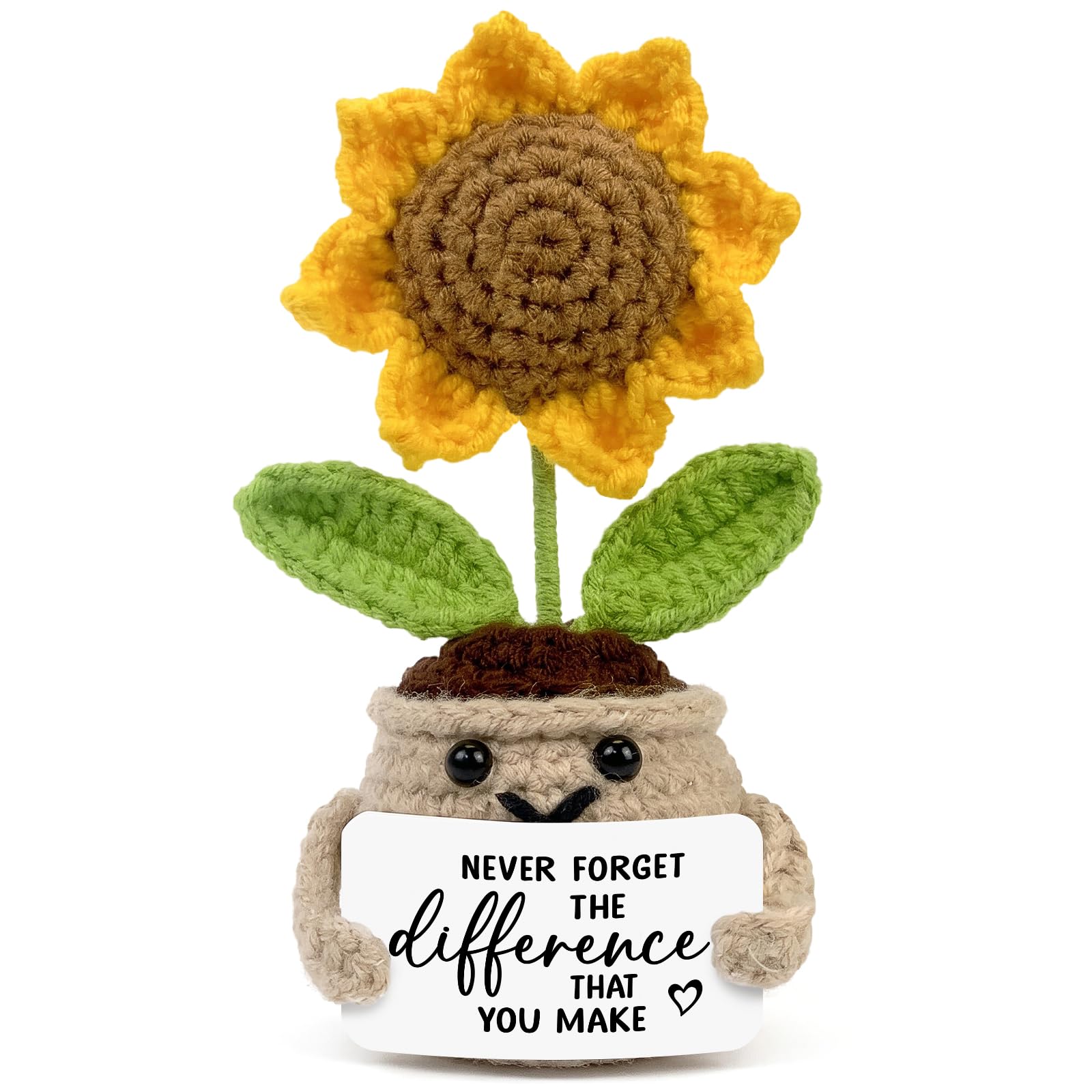 Tiny Detalles Birthday Gifts for Women - Mini Positive Crochet Sunflower