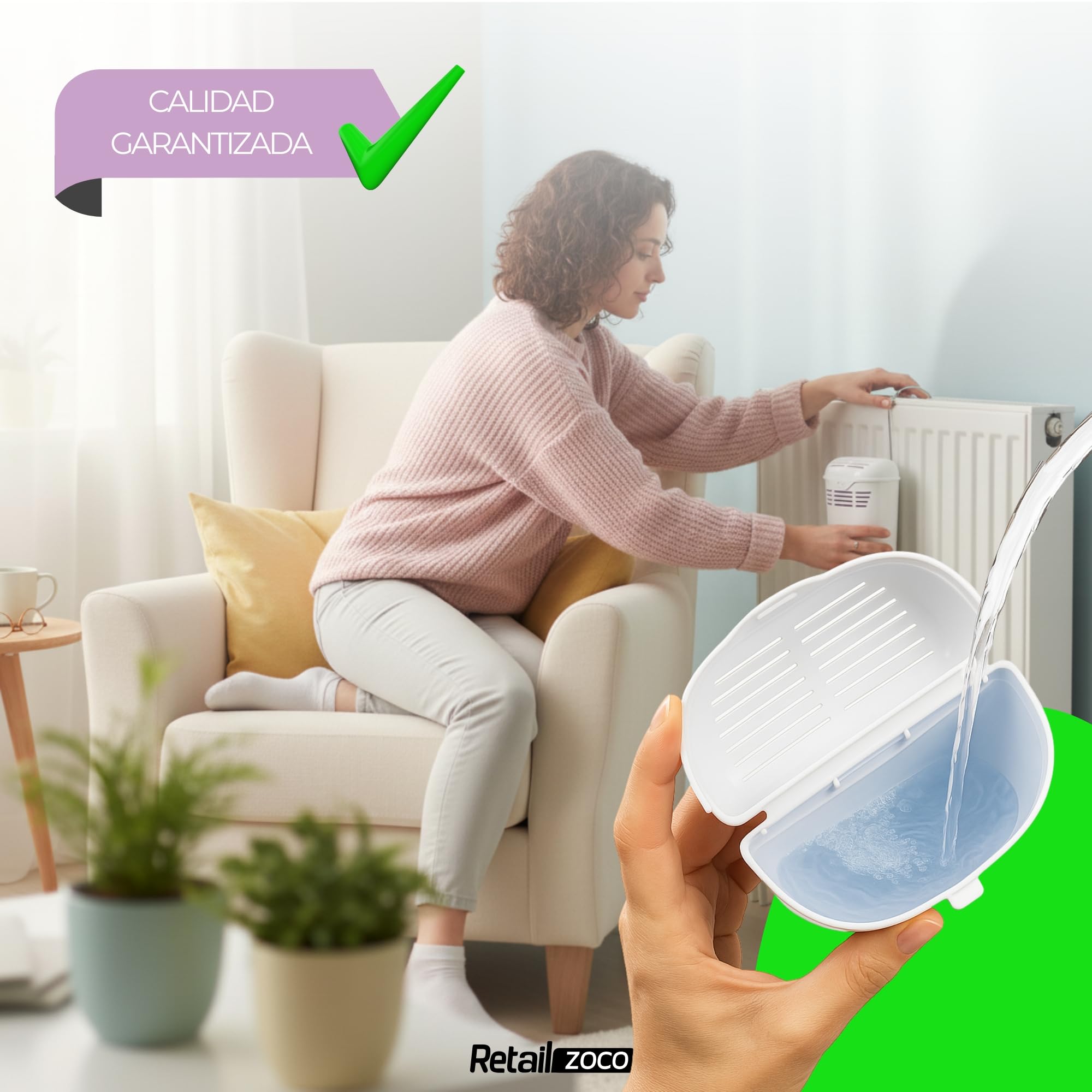 TECHZOCO Humidificador Para Radiador, universal con gancho para colgar flexible, Plástico, Blanco, 3 Unidades