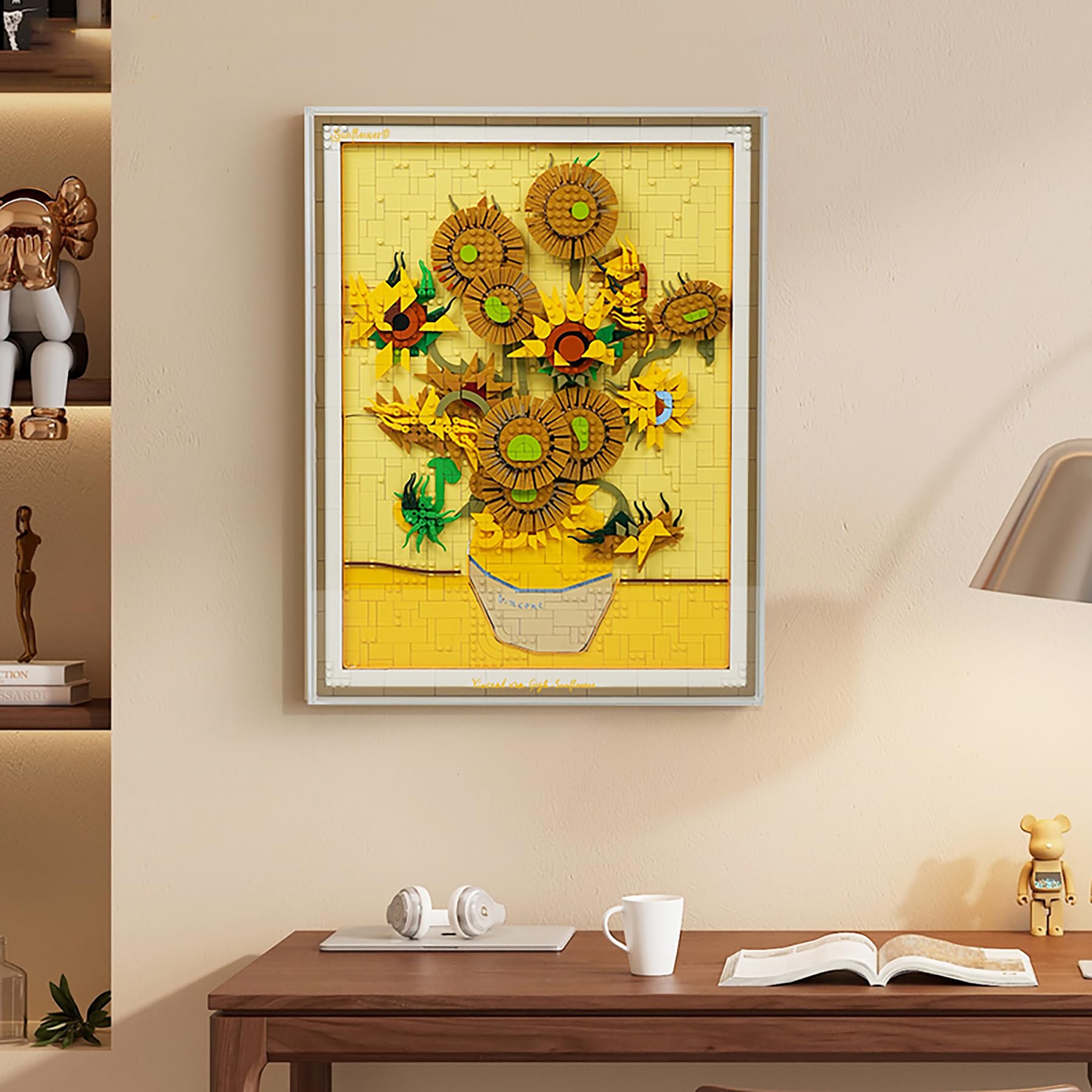 Vitrina acrílica para LEGO 31215 ART Van Gogh girasoles, caja transparente a prueba de polvo, marco de fotos transparente para colgar en la pared (solo caja de exhibición) (todo en uno)