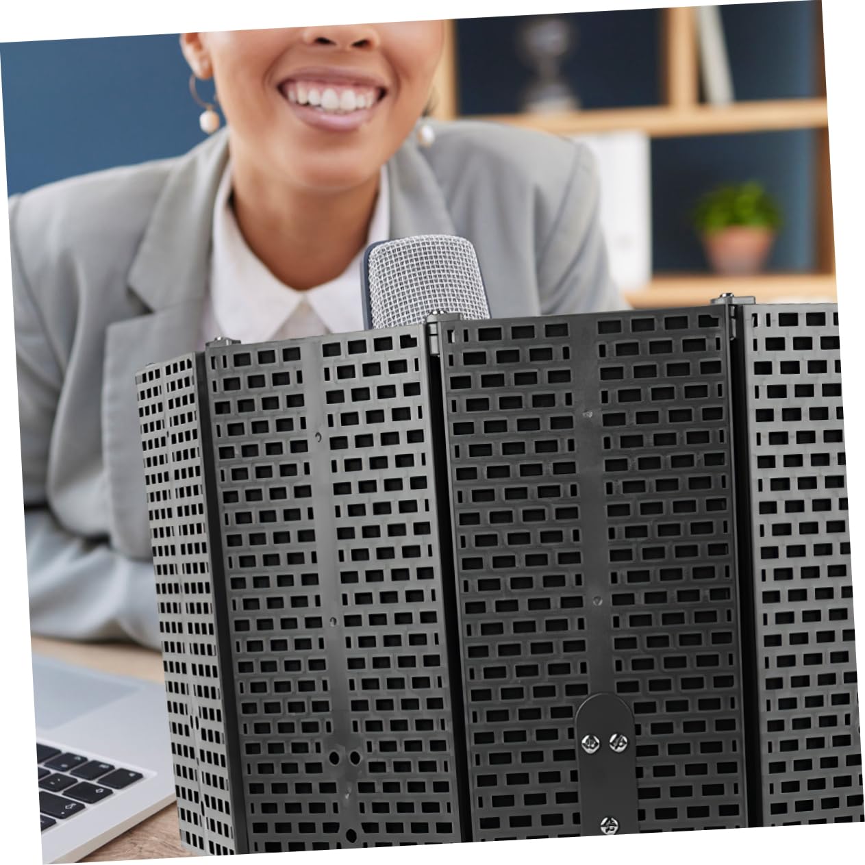 Hemobllo Protector de Aislamiento para Micrófono Plegable Cubierta Insonorizante para Estudio de Grabación Compatible Mesa o Soporte Incluye Tornillo