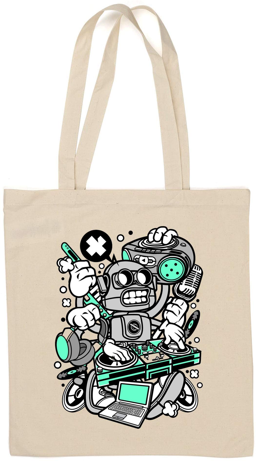 Dj Robot in The Disco AI Musician Natural Cotton Tote Bag