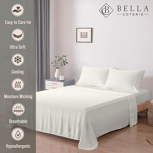 Miniatura 2 de Sábanas para cama de tamaño queen  hechas de bambú 100% orgánico, ultra suave, refrescantes para personas que tienen calor al dormir, absorben la
