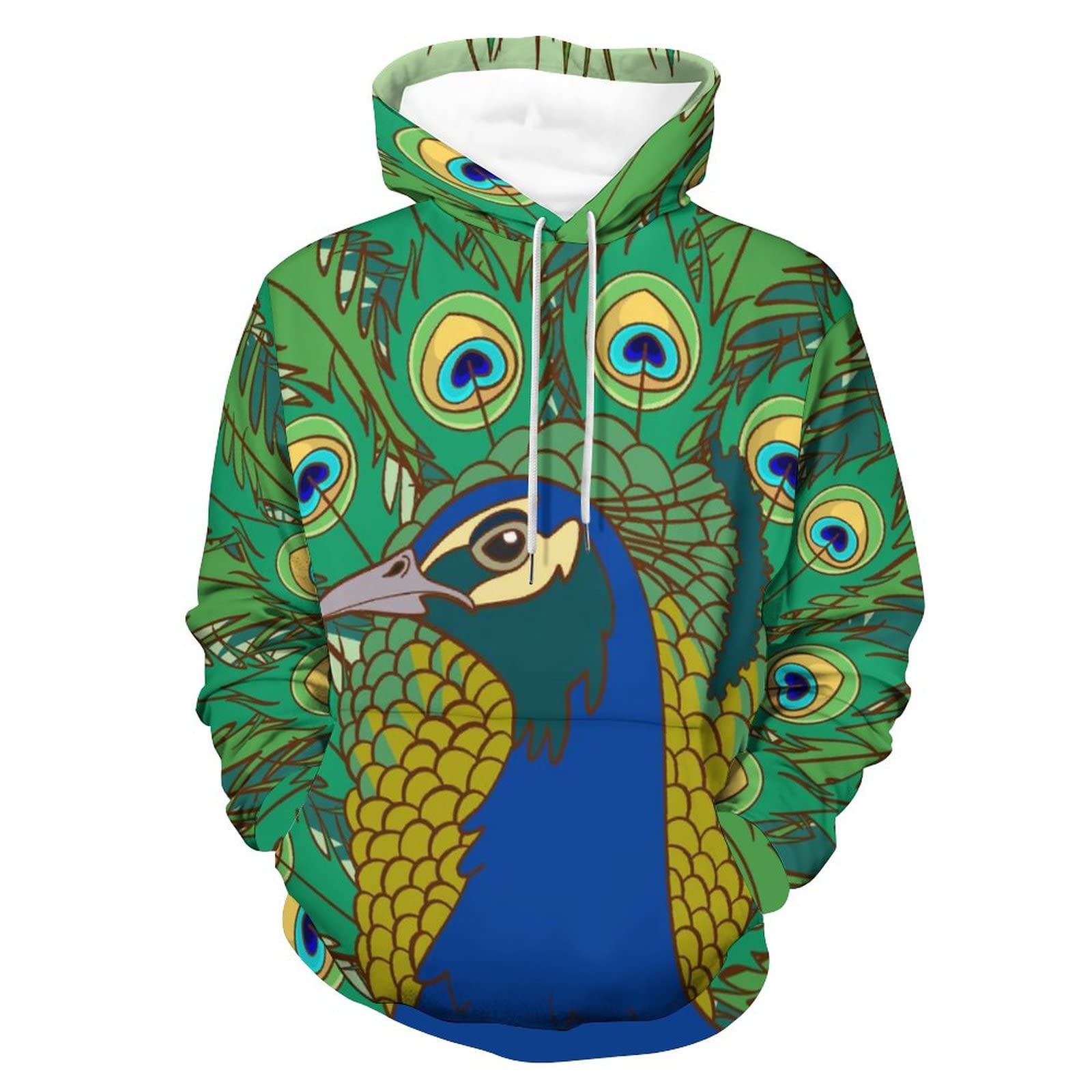 Sweat à Capuche UMENG Vert Paon Unisexe | Solution Contre le Froid S - 8