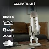 Logitech for Creators Blue Yeti USB Microphone for Recording, Streaming, Gaming, Podcasting on PC and Mac, Condenser Mic for Laptop or Computer with Blue VO!CE Effects, Adjustable Stand - Silver - 7