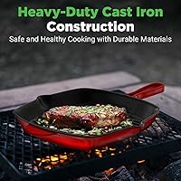 Vista 4 de NutriChef Sartén antiadherente de hierro fundido, sartén cuadrada de cocina de 11 pulgadas, carne esmaltada con boquilla de goteo lateral