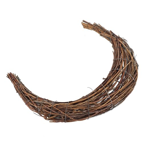 OUNONA DIY Wreath Rattan Ring Hand Woven Moon Shape Vine