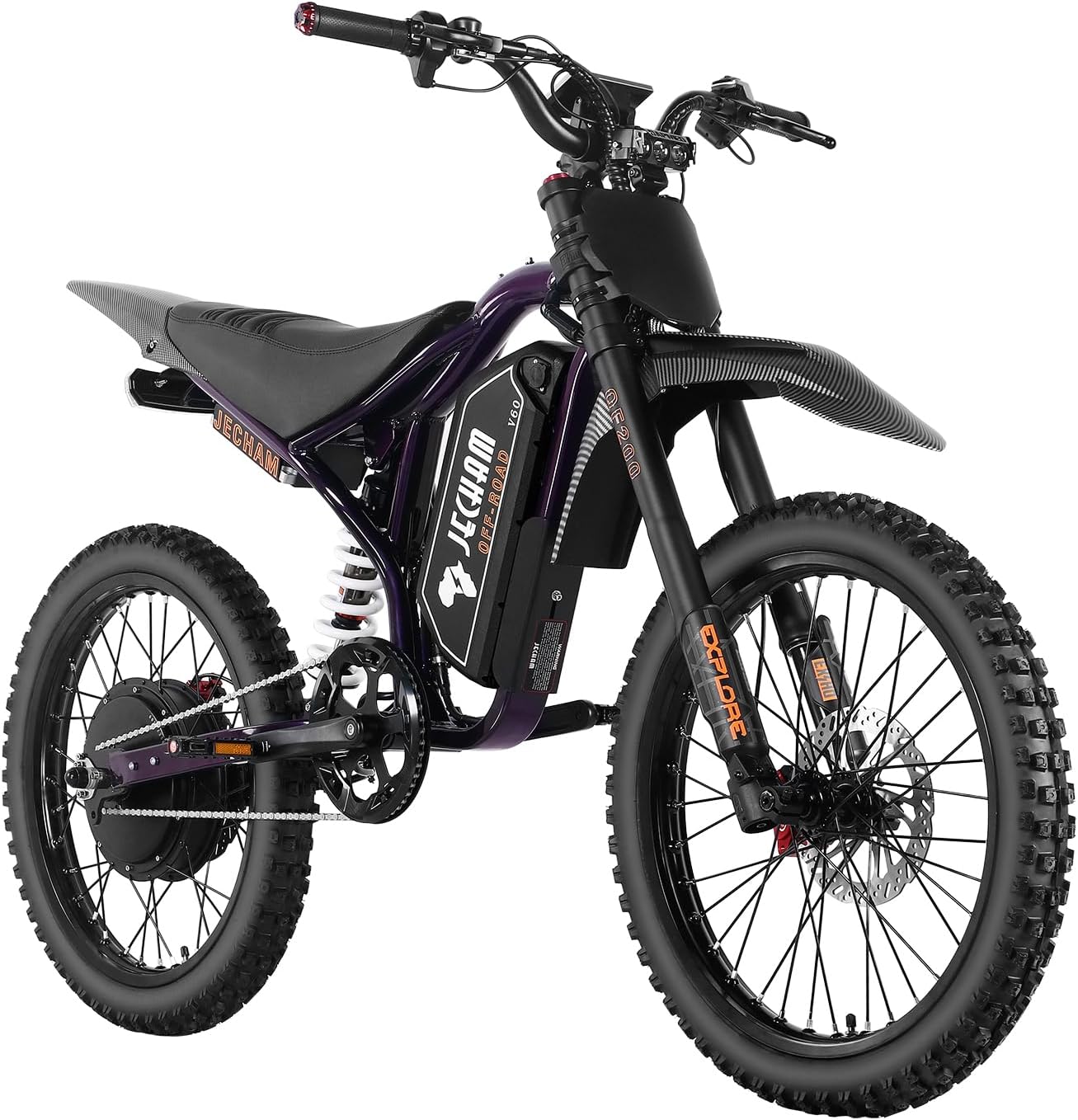 3000W Electric Dirt Bike for Adults, 60V 32Ah Removable Battery, 45MPH Top Speed Off Road Ebike, Dual Suspension, Hydraulic Disc Brakes, 19" All-Terrain Tires
