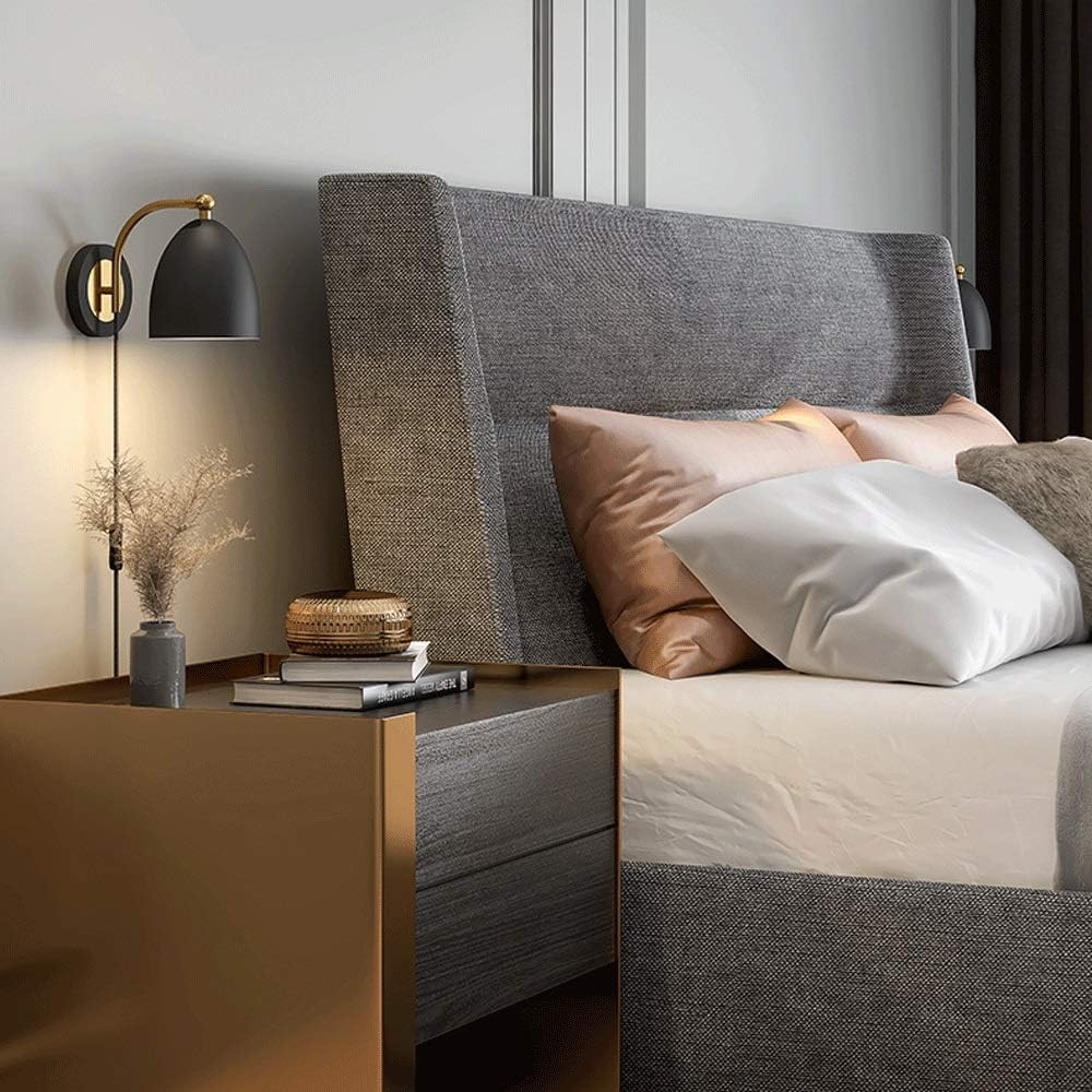 Nordic Rotatable Wall Light Sconce, wtyczka lampa ścienna z przełącznikiem, metalowe wykończenie, uchwyt na żarówkę E27, stylowe oświetlenie wewnętrzne do salonu, sypialnia, korytarz i nauka