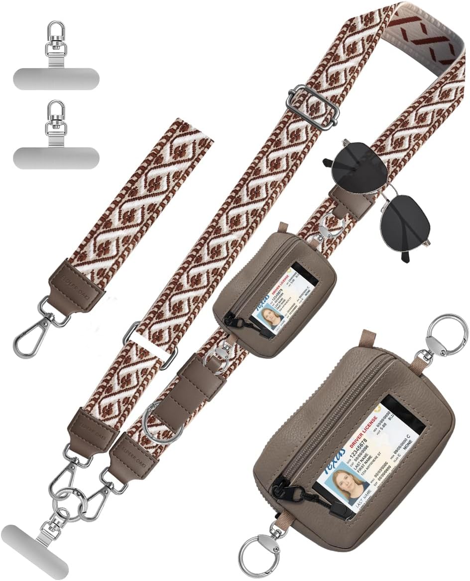 Phone Lanyard Crossbody with RFID Wallet & Eyeglass Holder, Anti-Theft Cell Phone Strap for Travel, Universal