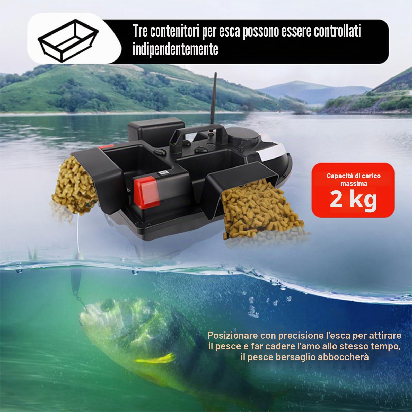 Kavolet Esca da pesca con GPS, barca RC 500m, telecomandata, GPS Finder, ritorno automatico, nido impermeabile doppio motore