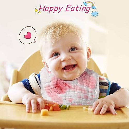 Miniatura 6 de Tatuo 10 baberos de muselina blanca para bebé, bandana ajustable para recién nacido, niño y niña, de algodón, suave, absorbente, para babear y