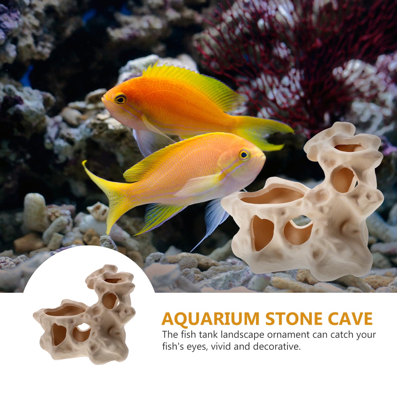 Grotta di Pesce in Ceramica per Acquario, Casa Rifugio Realistica e Durevole, Accessorio Decorativo per Vasca Pesci Finitura Fine e Design Naturale