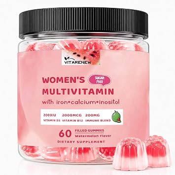 Womens Methylated Multivitamin Gummies with Iron, Biotin, Methylfolate, B-Complex, Vitamins A, C, D, K2, Zinc & Organic Immune Blend Energy, Immune, Bone, Skin, Hair, Sugar Free, Vegan 60 Count