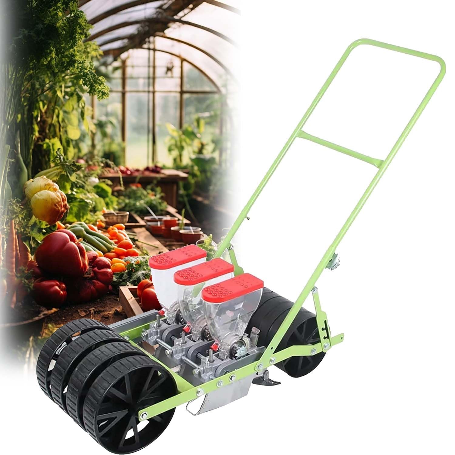 Semoir Manuel Portable pour Légumes, Une Jardinière À Pousser Manuellement Offrant 1 À 6 Rangs Réglables, L'outil pour Les Terrasses Jardin Les Applications Agricoles Petite Échelle(3 Line)