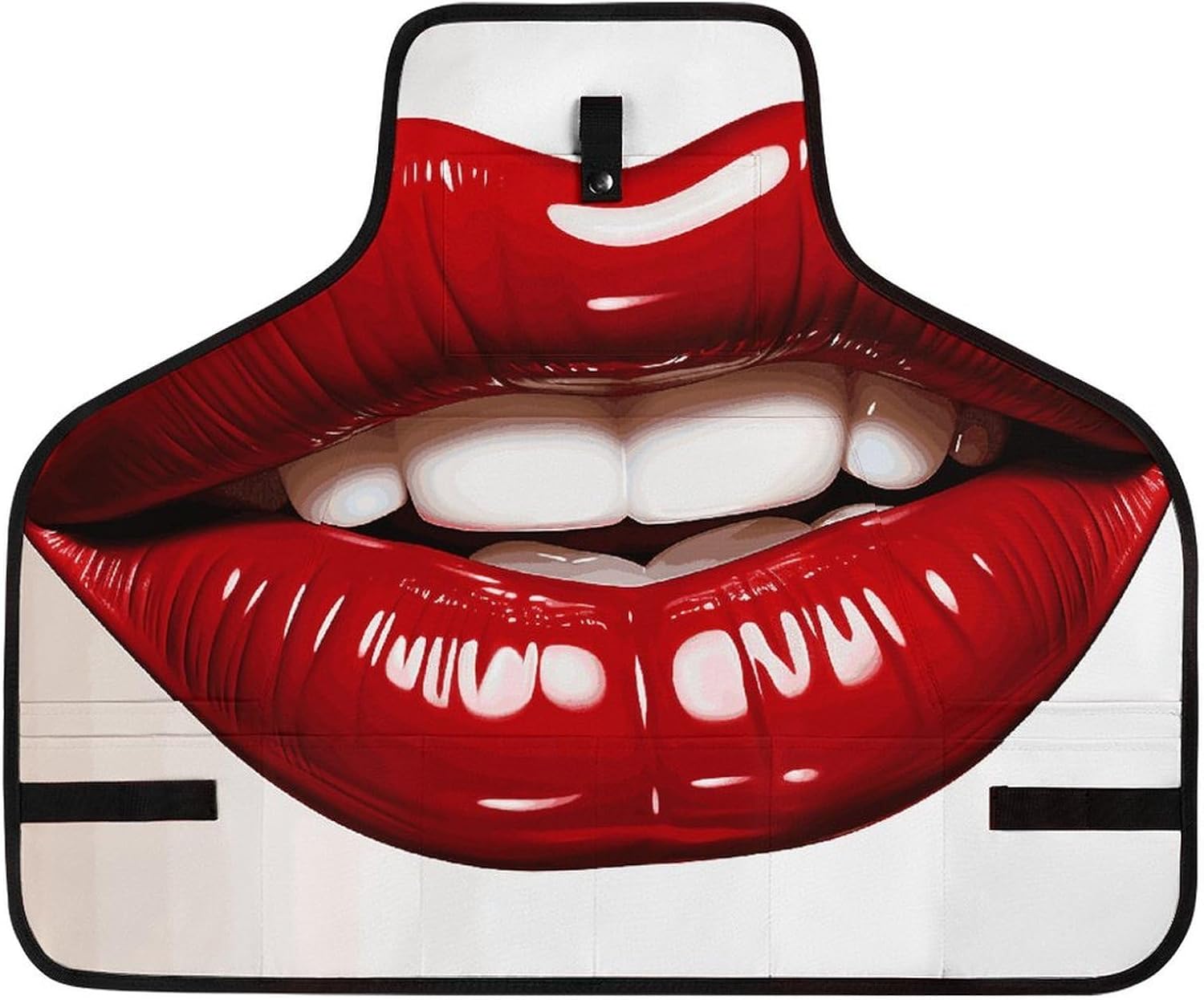 Cute Graphic Red Lips Work Apron with Pockets, Adjustable Tool Bag for Women, Welder Aprons for Men, Workshop Apron, Tool Storage Bags for Woodworker, Blacksmith, 28.5" X 23.6"