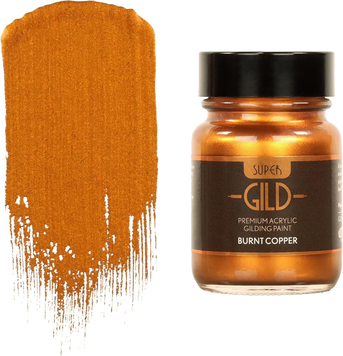 Super GILD Burnt Copper Acrylic Paint - High Pigment Metallic Enamel for Wood, Metal, Ceramics, Glass, Plastic, Canvas & More - Water-Based, Non-Tarnish Finish - 30ml