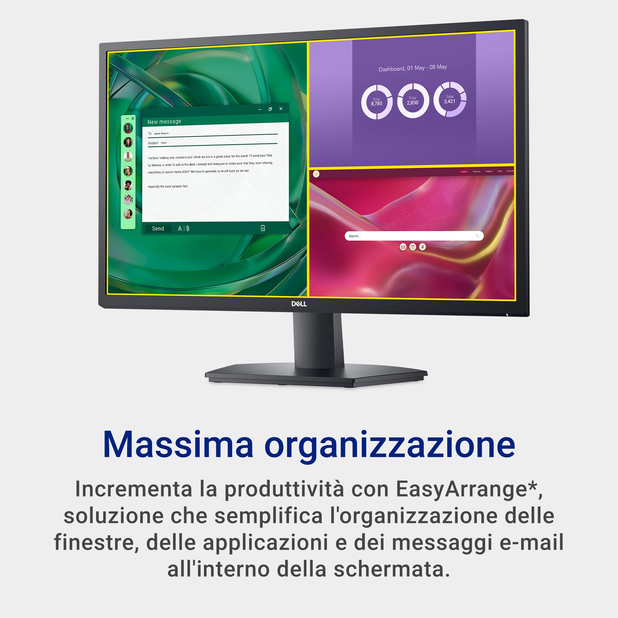 Dell SE2725H 27" Full HD (1920x1080) Monitor, 75Hz, VA, 5ms, VESA (100x100mm), HDMI, VGA, 3 Anni di Garanzia, Nero